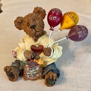Vintage Boyd’s Bears figurine, Goodfer U Bear celebration figurine with balloons